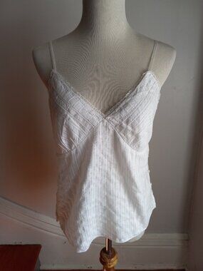 JORDACHE WHITE COTTON LACE CAMI TANK TOP NWT M